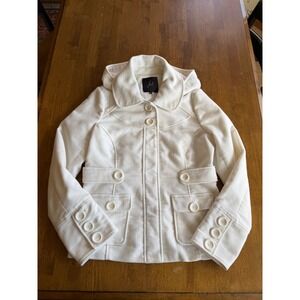 Jack by BB Dakota Womens Cream White Hooded Peacoat Jacket DLJB42851 Large